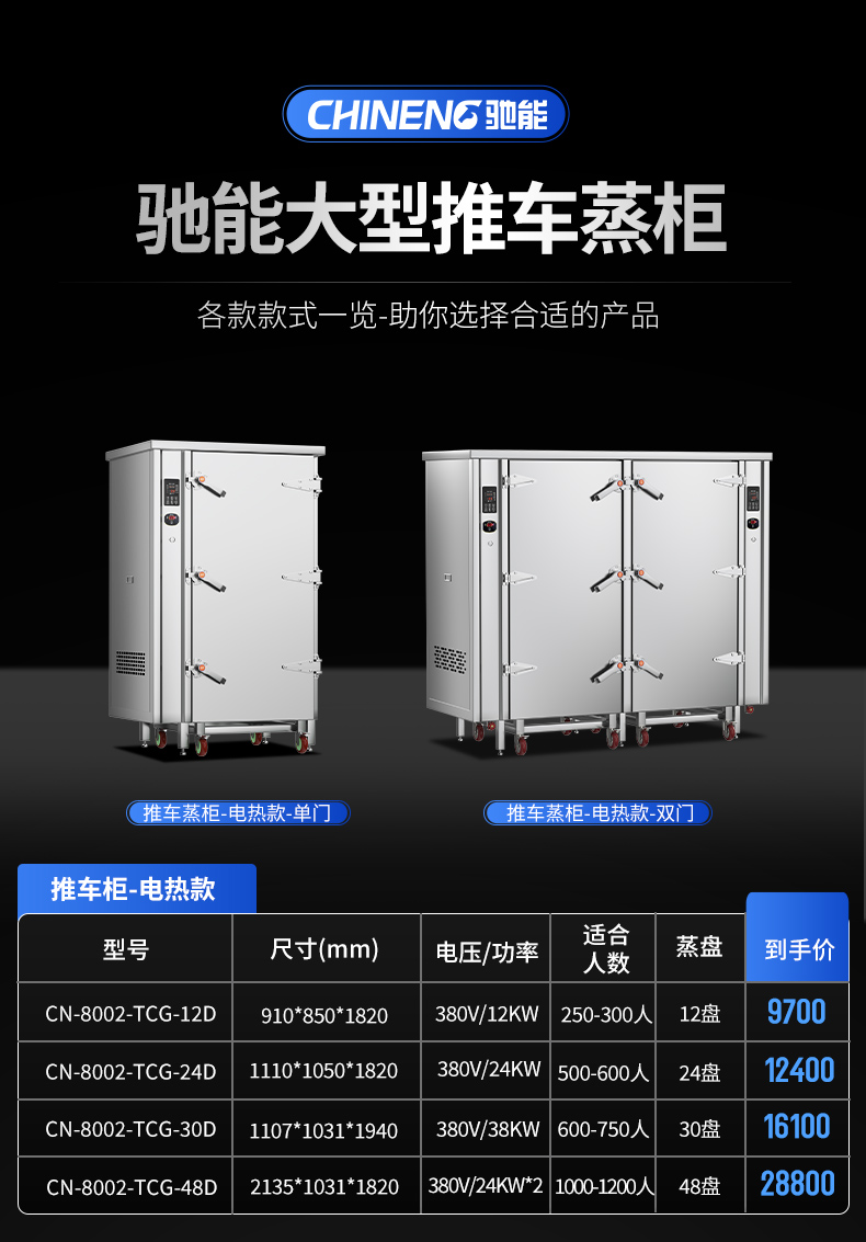 推車式蒸柜參數(shù)表