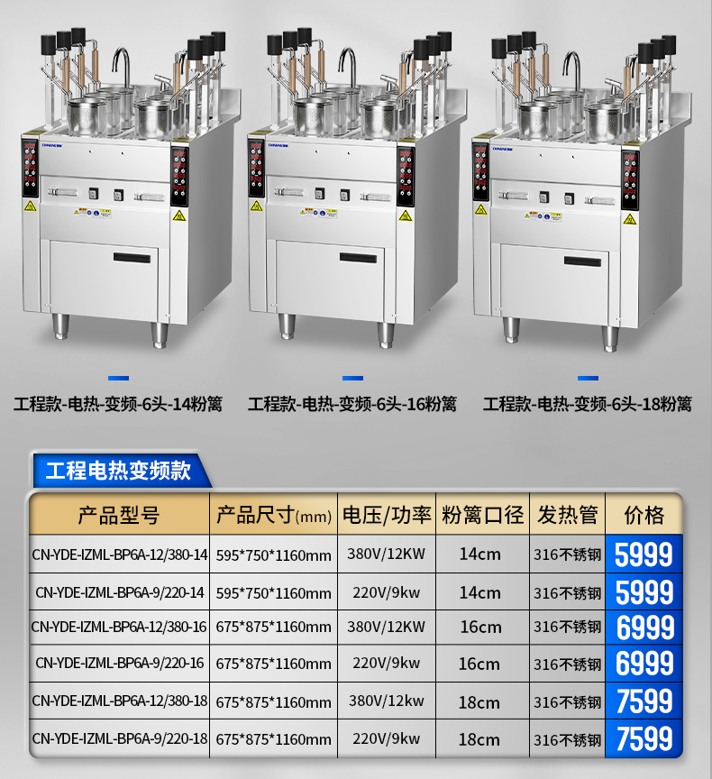 升降煮面爐參數(shù)表