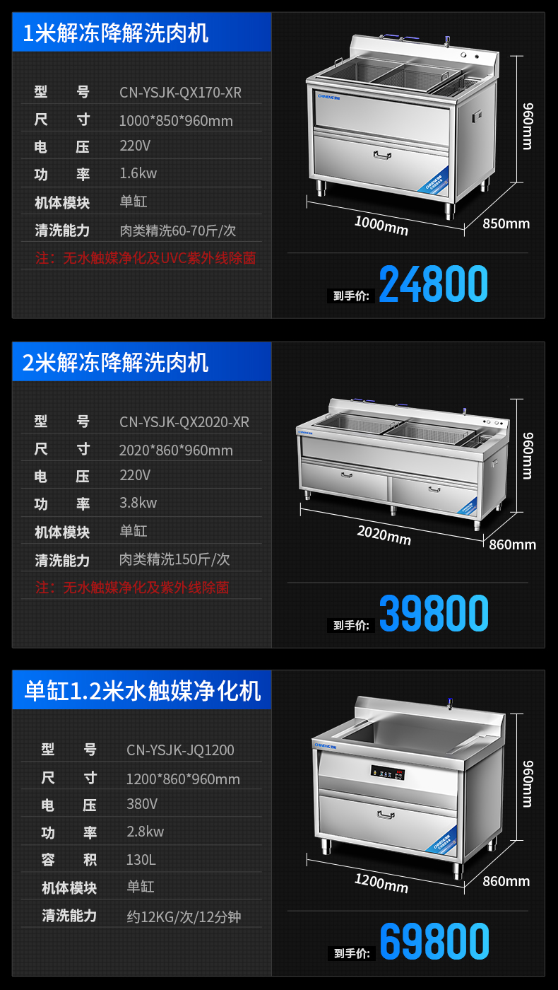 水觸媒洗菜機(jī)參數(shù)表